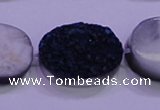 CAG8206 7.5 inches 20*30mm oval blue plated druzy agate beads