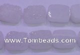 CAG8210 Top drilled 10*14mm rectangle white plated druzy agate beads