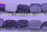 CAG8214 Top drilled 10*14mm rectangle rainbow plated druzy agate beads