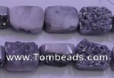 CAG8222 Top drilled 12*16mm rectangle silver plated druzy agate beads