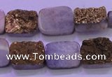 CAG8223 Top drilled 12*16mm rectangle glod plated druzy agate beads