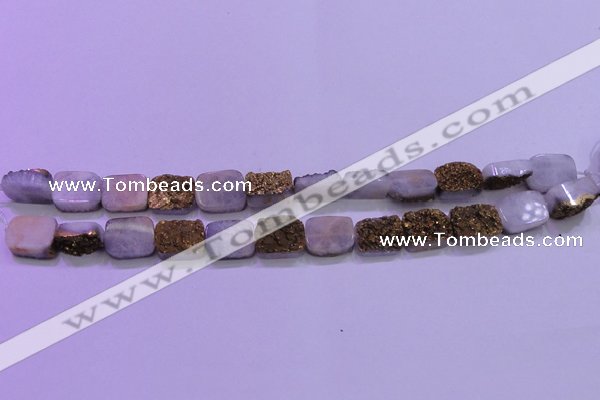 CAG8223 Top drilled 12*16mm rectangle glod plated druzy agate beads