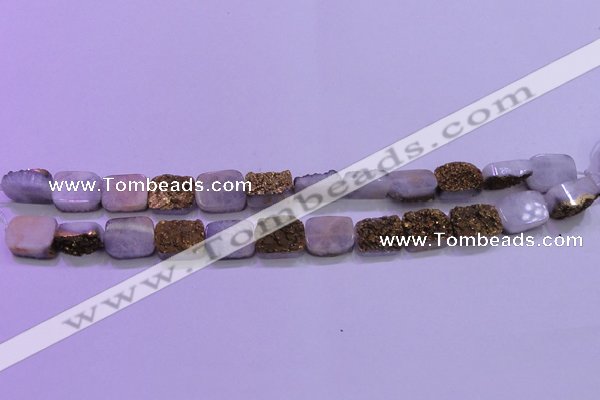 CAG8223 Top drilled 12*16mm rectangle glod plated druzy agate beads