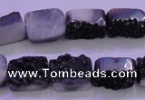 CAG8227 Top drilled 12*16mm rectangle black plated druzy agate beads