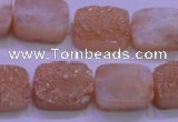 CAG8231 Top drilled 13*18mm rectangle champagne plated druzy agate beads