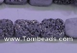CAG8232 Top drilled 13*18mm rectangle silver plated druzy agate beads