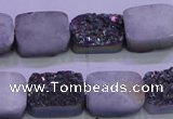 CAG8234 Top drilled 13*18mm rectangle rainbow plated druzy agate beads