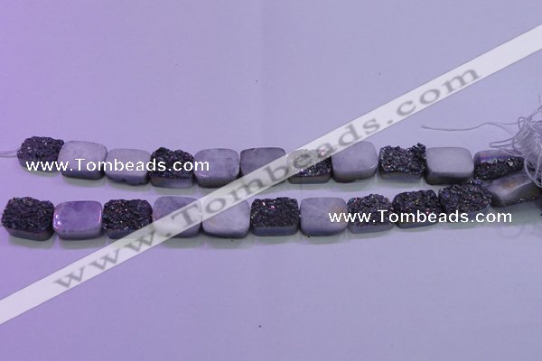 CAG8234 Top drilled 13*18mm rectangle rainbow plated druzy agate beads