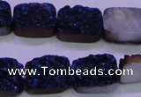 CAG8236 Top drilled 13*18mm rectangle blue plated druzy agate beads