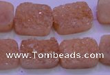 CAG8241 Top drilled 15*20mm rectangle champagne plated druzy agate beads