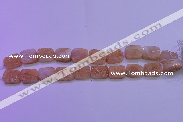 CAG8241 Top drilled 15*20mm rectangle champagne plated druzy agate beads