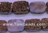 CAG8243 7.5 inches 15*20mm rectangle glod plated druzy agate beads