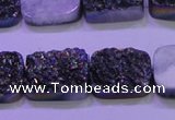 CAG8244 Top drilled 15*20mm rectangle rainbow plated druzy agate beads