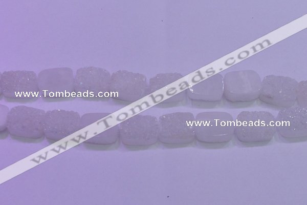 CAG8250 Top drilled 18*25mm rectangle white plated druzy agate beads