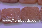 CAG8251 Top drilled 18*25mm rectangle champagne plated druzy agate beads