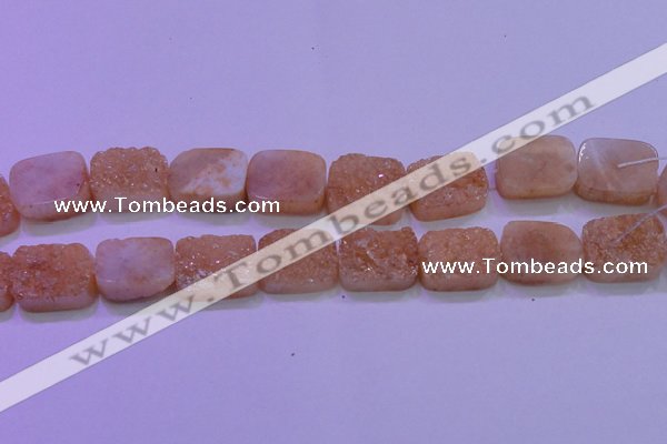 CAG8251 Top drilled 18*25mm rectangle champagne plated druzy agate beads