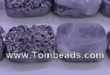 CAG8252 Top drilled 18*25mm rectangle silver plated druzy agate beads