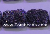 CAG8254 Top drilled 18*25mm rectangle rainbow plated druzy agate beads