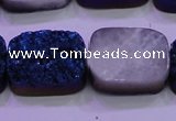 CAG8256 Top drilled 18*25mm rectangle blue plated druzy agate beads