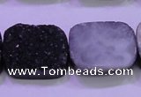 CAG8257 Top drilled 18*25mm rectangle black plated druzy agate beads