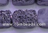 CAG8262 Top drilled 20*30mm rectangle silver plated druzy agate beads