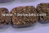 CAG8263 Top drilled 20*30mm rectangle glod plated druzy agate beads