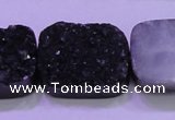 CAG8267 Top drilled 20*30mm rectangle black plated druzy agate beads