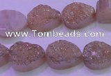 CAG8271 7.5 inches 10*14mm teardrop champagne plated druzy agate beads