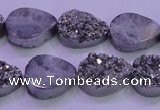 CAG8272 7.5 inches 10*14mm teardrop silver plated druzy agate beads