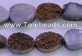 CAG8273 7.5 inches 10*14mm teardrop gold plated druzy agate beads