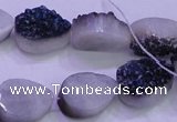 CAG8276 7.5 inches 10*14mm teardrop blue plated druzy agate beads