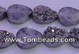 CAG8282 7.5 inches 12*16mm teardrop silver plated druzy agate beads