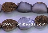 CAG8283 7.5 inches 12*16mm teardrop gold plated druzy agate beads