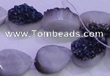 CAG8286 7.5 inches 12*16mm teardrop blue plated druzy agate beads