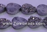 CAG8292 7.5 inches 13*18mm teardrop silver plated druzy agate beads