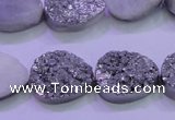 CAG8302 7.5 inches 15*20mm teardrop silver plated druzy agate beads