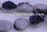 CAG8306 7.5 inches 15*20mm teardrop blue plated druzy agate beads