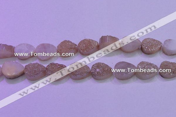 CAG8311 7.5 inches 18*25mm teardrop champagne plated druzy agate beads