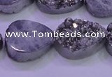 CAG8312 7.5 inches 18*25mm teardrop silver plated druzy agate beads