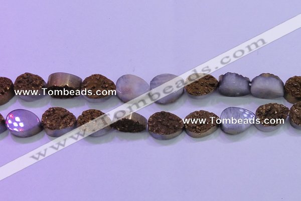 CAG8313 7.5 inches 18*25mm teardrop gold plated druzy agate beads