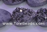 CAG8322 7.5 inches 20*30mm teardrop silver plated druzy agate beads