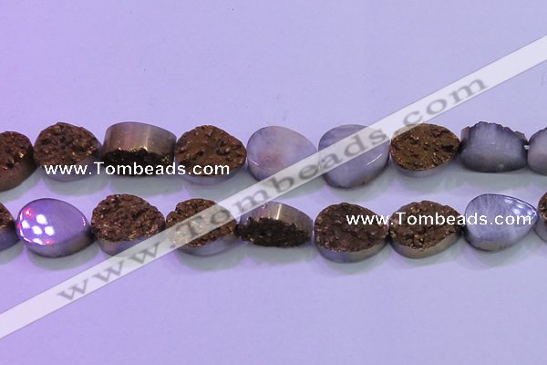 CAG8323 7.5 inches 20*30mm teardrop gold plated druzy agate beads