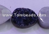 CAG8326 7.5 inches 20*30mm teardrop blue plated druzy agate beads