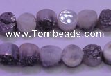 CAG8332 7.5 inches 10mm coin silver plated druzy agate beads