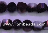 CAG8335 7.5 inches 10mm coin purple plated druzy agate beads