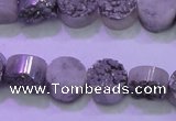 CAG8342 7.5 inches 12mm coin silver plated druzy agate beads