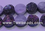 CAG8344 7.5 inches 12mm coin rainbow plated druzy agate beads