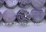 CAG8352 7.5 inches 14mm coin silver plated druzy agate beads