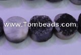 CAG8357 7.5 inches 14mm coin black plated druzy agate beads