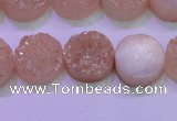 CAG8361 7.5 inches 16mm coin champagne plated druzy agate beads